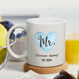 Juego de Tazas de Cerámica con Diseño de Corazón para Parejas, Personalizadas con Nombres - Product Image 4