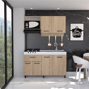 Meubles de cuisine modernes sur mesure, plusieurs finitions, panneaux en mélamine avec plan de travail en quartz, unités durables et peu encombrantes pour les petites maisons - Product Image 1