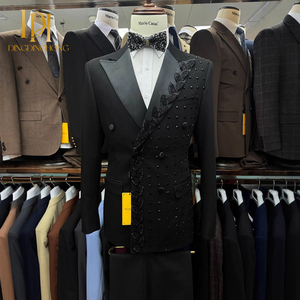 Hôte décontracté pour hommes Robe de banquet de mariage Ensemble de 2 pièces en jacquard <span class=keywords><strong>Costume</strong></span> simple boutonnage <span class=keywords><strong>Taille</strong></span> XL Tenue de cérémonie personnalisée pour hommes - Product Image 6