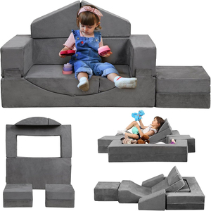 Canapé modulaire pour enfants en mousse CertiPUR-US, canapé de jeu pour tout-petits avec <span class=keywords><strong>housse</strong></span> lavable certifiée OEKO-TEX pour la <span class=keywords><strong>maison</strong></span>, le salon et la salle de jeux - Product Image 1