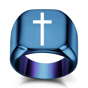 Cross <b>Ring</b> 18MM Square Gold Women's Fashion Jewelry Gift Geometric Shape - Product Image 5