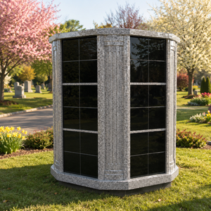 Columbario de 72 nichos con puertas negras, cuerpo principal, lápidas, monumentos y esculturas de granito - Product Image 2