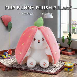 Peluche lapin à oreilles longues réversible carotte-fraise ZT 2 1 2026, poupée en peluche unisexe pour fête, 5-7 ans - Product Image 2