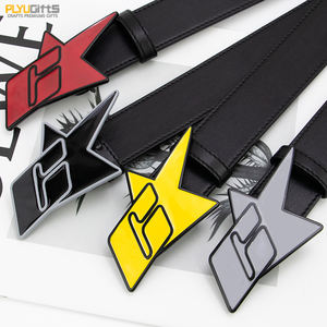 Basso Design del marchio personalizzato Moq in metallo colorato con smalto epossidico fibbia con Logo del timbro nero genuino/cintura in Pu - Product Image 1