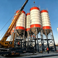 Silo de acero atornillado de 100T-500T, tanque vertical de almacenamiento de cemento y cenizas volantes con rodamiento de caja de engranajes para línea de producción de hormigón