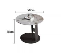 Table basse de salon élégante et créative de luxe, table centrale ronde moderne en pierre avec acier inoxydable, mobilier de maison