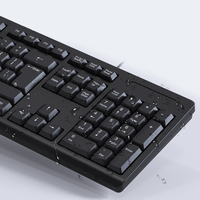 Set Kit Keyboard dan Mouse Berkabel 104 Tombol Warna Hitam USB untuk Pekerjaan Bisnis