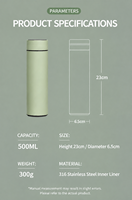 Bouteille isotherme personnalisée avec logo, 500 ml, tasse thermique, flacons sous vide, acier inoxydable, thermos cadeau, bouteille d'eau intelligente avec affichage de la température LED