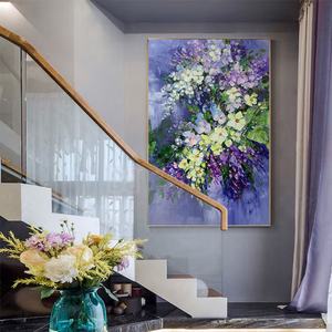 Arte Mural 3D Texturizado, Arte Mural Abstracto Floral Morado en Lienzo, Pintura Hecha a Mano, Regalo para la Inauguración de una Casa - Product Image 3