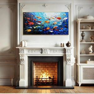 Joyería del Océano: Pintura Original Impasto de Peces Coloridos, Arte Vibrante Subacuático Pintado a Mano, Decoración Interior Enmarcada - Product Image 2