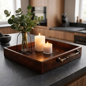 Plateau organisateur en bois multifonctionnel pour le rangement de la cuisine - Product Image 4