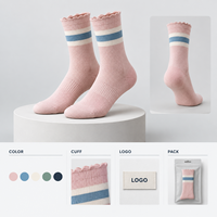 Chaussettes de sport en coton peigné et élasthanne à bord festonné, motif rayures club, respirantes, ajustement confortable, avec logo, format pack, échantillon, avis