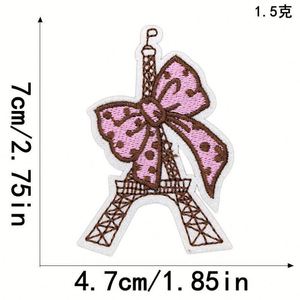 Nouvelle broderie thermocollante rose style western, motif Guitare Café Dollar Howdy Tour Eiffel, patch pour vêtements, chaussures, décoration - Product Image 2