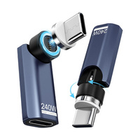 Adaptateur USB-C magnétique rotatif à 540 degrés, 240W PD 3.1, charge rapide, connecteur Type-C, embout magnétique pour ordinateur portable, téléphone, tablette