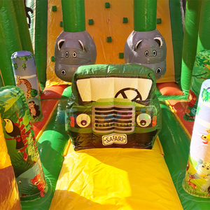 Castillo inflable comercial con tobogán y pista de obstáculos inflable para niños y adultos, tipo safari. - Product Image 6