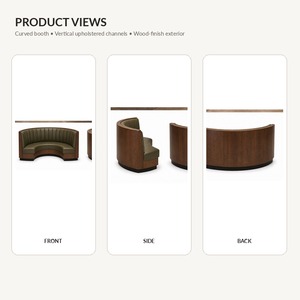 Banquette de restaurant incurvée en cuir PU semi-rigide avec structure en bois, mobilier de salle à manger commercial moderne, 4 places, pour centre commercial et hôtel, durable et facile à nettoyer 3 - Product Image 4