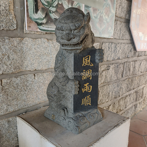 Jardín chino al aire libre piedra de granito verde Natural tallada talla grande Fu-Dog-estatuas Foo Dogs escultura gran León de Beijing - Product Image 1