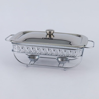 Luxus Gold Eisen rahmen Chafing Dish Hotel Restaurant Lebensmittel Heiz behälter Quadrat Glastopf Alkohol Heizung Chafing Dish