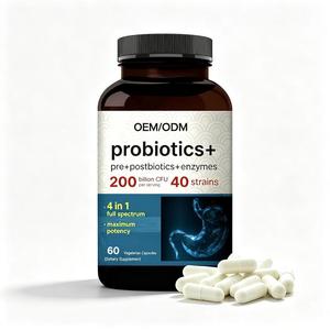 Cápsulas de Probióticos 4 en <span class=keywords><strong>1</strong></span>, 200 Mil Millones de UFC, 40 Cepas, Prebióticos, Postbióticos, Enzimas Digestivas, Salud Intestinal, Suplemento Vegetariano, OEM - Product Image 1