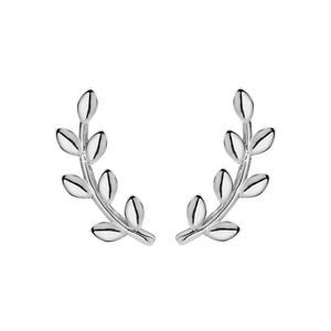 Boucles d'oreilles clous en argent sterling S925 plaqué or 18 carats ROXI, style minimaliste tendance, motif feuille, pour femmes - Product Image 2