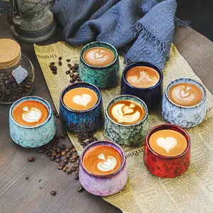 2023 Hochwertiges Espresso-Untertassen-Set lackiert bunt glasierte arabische Keramik-Kaffeetasse
