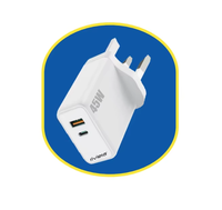 Pengisi daya Cepat PD 45W asli adaptor pengisi daya seluler ganda colokan dinding USB C untuk ponsel Android Bahan GAN untuk kamera