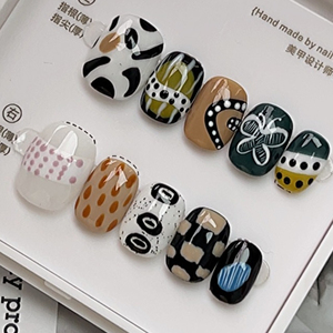 เล็บปลอมลายการ์ตูนหมีน่ารักสไตล์บาโรกแบบฝรั่งเศส  ตกแต่งโบว์สามมิติสีสันสดใส  ขายส่ง - Product Image 5