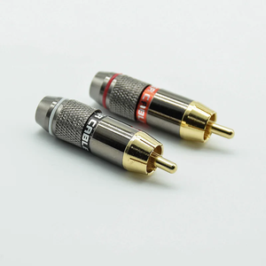 RCA nam chuối cắm chất lượng cao mạ vàng RCA jack Dây nối loa Phono cắm Bộ chuyển đổi âm thanh 1 cặp màu đỏ + đen - Product Image 1