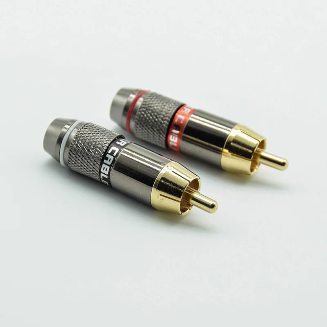 RCA Male banana Plug High Quality Gold Plated RCA Jack Wire Connector Speaker Phono Plug Audio Adapter 1 Pair Red+Black