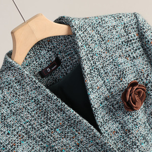 Brown Women's Blazer Wool Blend Short Coat Elegant Commuter Suit Anti-Wrinkle Solid Color Pattern GDX-1650 - Product Image 4