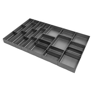 Modular aluminum <b>storage</b> box. Anthracite. For <b>crates</b>. Maximum width 150-750mm. Combinable in kits. Maximum depth 471mm. - Product Image 1