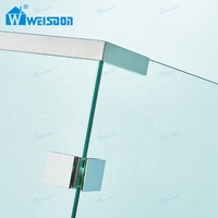 Porte de douche en acier inoxydable sans cadre chromé direct d'usine Weisdon Salle de douche en verre trempé rectangulaire