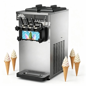 ZB-BQL128 Machine <span class=keywords><strong>à</strong></span> glace molle commerciale de petite taille <span class=keywords><strong>à</strong></span> trois têtes, en acier inoxydable, certifiée CE, pour usage en restaurant, garantie d'un an - Product Image 1