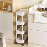 Chariot de rangement roulant compact et durable, écologique, à 4 niveaux, pour condiments de cuisine, collations, articles de toilette de salle de bain