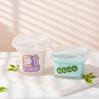 Boîte à gâteau ronde carrée transparente de 120 ml et 180 ml, gobelet en plastique PP personnalisé, pot à yaourt, pot à glace, pot à dessert avec couvercle et cuillère