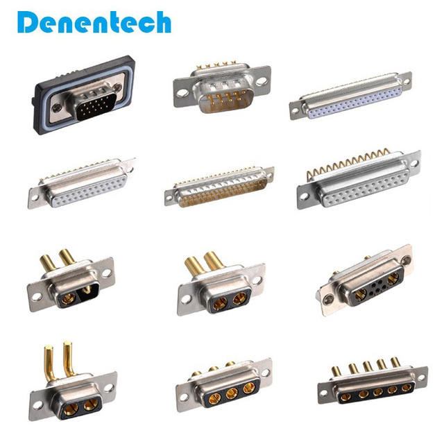 Denentech D-Sub Connector DB9 Waterproof 9 Pins Male Dual Row Solder Type for PCB