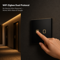 Interrupteur mural tactile intelligent WiFi Zigbee EU sans neutre 1 2 3 4 gangs avec panneau en verre, compatible Tuya Alexa Google Voice Control