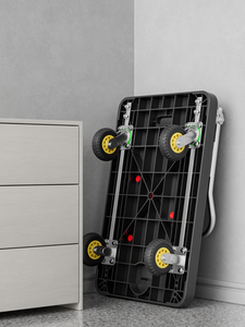 Ev ve Depo Kullanımı İçin Ağır Hizmet Tipi Platformlu Siyah Dört Tekerlekli Naylon El Arabası - Product Image 3