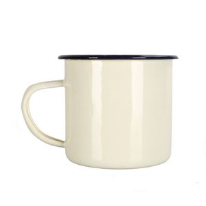 Tasse à café de camping en émail personnalisée par sublimation, mini-tasse en acier émaillé avec logo, blanche ou noire, logo personnalisé, 360 ml, 1 pièce - Product Image 1