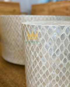 Artisan <b>Mother</b> of Pearl Inlay Coffee Table - Handcrafted Wooden Accent Table for Luxury Living Room Furniture - Product Image 2