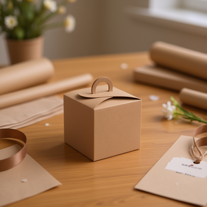 Scatola in Carta Kraft Ilan 8x8x8 Cm con Manico per Regali e Confezioni - Product Image 3