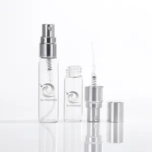 無料サンプルメーカー空2ml 3ml 5ml 10ml小型ミニガラスミストスプレー香水瓶シルバーアルミ蓋付き