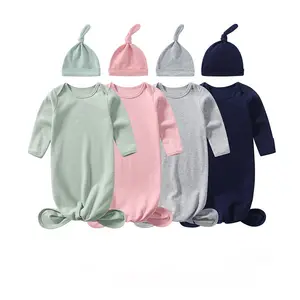 2023 Disesuaikan Katun Padat Diikat Gaun Tidur Ramah Lingkungan Bayi Pakaian Tidur Kantong Tidur untuk Bayi Baru Lahir