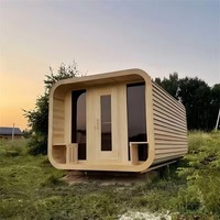 Sauna luar ruangan tradisional dengan tempat duduk teras kualitas Kanada kayu Cedar merah bahan kayu Solid untuk vila
