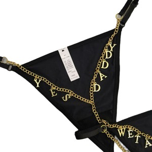 Tanga Personalizable para Mujer con Cintura Ajustable y Cadena Dorada con Letras de Diamantes de Imitación, Lencería Sexy de Nailon - Product Image 6