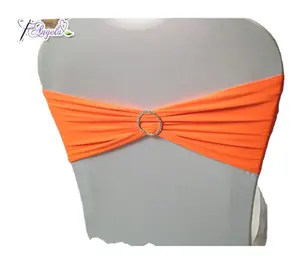 Oranje Spandex Stoel Cover Sjerp Bands Met Strass Lint Gesp Voor Bruiloft