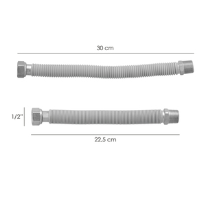 Tubo di Estensione per Acqua in Acciaio Inossidabile Corrugato Lunghezza da 22,5 a 30 cm. Raccordi da 1/2 pollice - Product Image 2