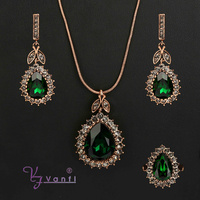 VANFI Ensemble de bijoux pour femme style vintage plaqué or antique avec strass en cristal pour fête ou idée cadeau d'anniversaire