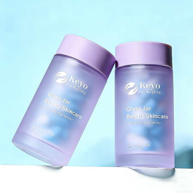 Frosted Purple Glass Whitening Capsule Vitamin Bottle Hair Care Skincare Capsule High-end Jar Airtight Seal Pill Container
