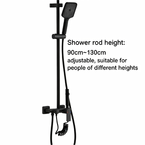 Système de douche noir mat 4 fonctions avec barre coulissante de 1300 mm – Pommeau de pluie carré, douchette à main et pulvérisateur multi-modes - Product Image 6